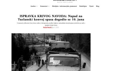 ISPRAVKA KRIVOG NAVODA: Napad na Tuzlanski konvoj spasa dogodio se 10. juna